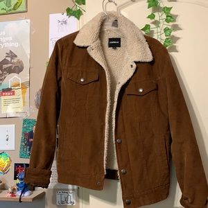 Express XS brown coat, faux fur lining